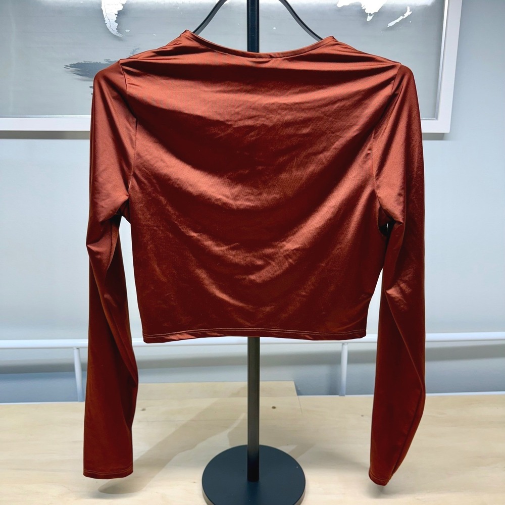 NWT Calia by Carrie Underwood Womens LS Ruched Rash Guard Red Brown UPF 50+ XS - Picture 5 of 10